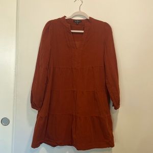 Velvet Heart rust colored long sleeve dress. Size M.